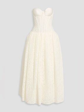 SIMKHAI Evangeline Satin Lace Maxi Dress 6